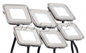  Набор из 6-ти светодиодных встраиваемых светильников для пола и стен KT-S-6x0.6W LED White 12V (квадрат)  6000K 018232 Arlight