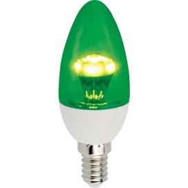 Светодиодная цветная лампа E14  3W 220V зеленый, прозрачная свеча искристая пирамида C4CG30ELC Ecola