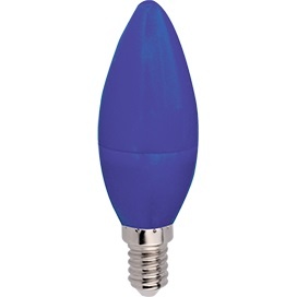  Светодиодная цветная лампа E14  6W 220V синий свеча, матовая колба C4TB60ELY Ecola