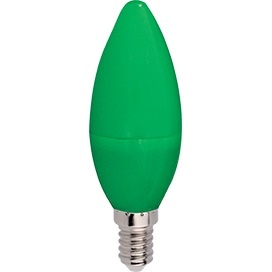  Светодиодная цветная лампа E14  6W 220V зеленый свеча, матовая колба C4TG60ELY Ecola