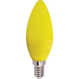  Светодиодная цветная лампа E14  6W 220V желтый свеча, матовая колба C4TY60ELY Ecola