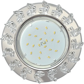 Встраиваемый светильник GX53 H4 Круг с крупными прозрачными стразами Елочка FE53RNECB Ecola