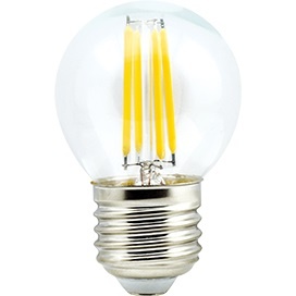  Светодиодная лампа Premium E27  5W 220V 2700K G45 прозрачный филаментный шар 360° N7PW50ELC Ecola