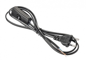 Шнур с выключателем и плоской вилкой Ecola base 2м (1.5м+0.5м) Черный сечение 0.75mm 6А 230V LT5RSAELT