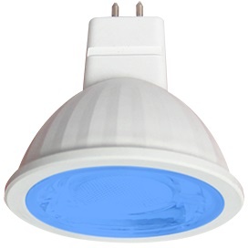 Светодиодная лампа Ecola MR16 LED color 9W 220V GU5.3 Blue Синий (насыщенный цвет) прозрачное стекло (композит) 47х50 M2CB90ELY