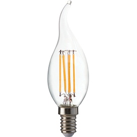 Светодиодная лампа Ecola candle   LED Premium  6W  220V E14 4000K 360° filament прозр. нитевидная свеча на ветру Ra 80 100 Lm/W КП=0 125х37 N4UV60ELC