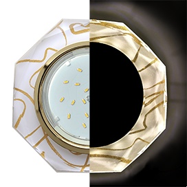 Встраиваемый светильник Ecola GX53 H4 LD5312 Glass Золото-золото на белом SG538AECH