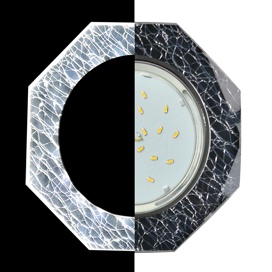 Встраиваемый светильник Ecola GX53 H4 LD5312 Glass Хром-колотый лед на черном SE538AECH