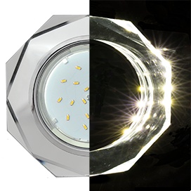Встраиваемый светильник Ecola GX53 H4 LD5312 Glass Хром-хром зеркальный SM538AECH