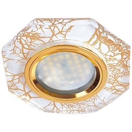 Встраиваемый светильник Ecola MR16 DL1652 GU5.3 Glass Золото на белом/Золото FW1652EFF
