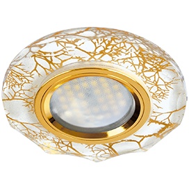 Встраиваемый светильник Ecola MR16 DL1653 GU5.3 Glass Золото на белом/Золото FW1653EFF