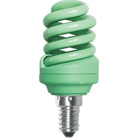  Энергосберегающая цветная лампа E14  12W 220V Spiral Color зеленый Z4CG12ECB Ecola