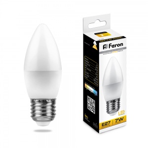  Лампа светодиодная Feron LB-97 Свеча E27 7W 2700K 25758 