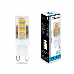  Лампа светодиодная Feron LB-432 G9 5W 6400K 25771 