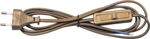 Сетевой шнур Feron KF-HK-1 230V 1.9м золото с выключателем 23051