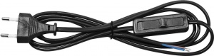 Сетевой шнур Feron KF-HK-1 230V 1.9м черный с выключателем 23050