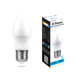 Светодиодная лампа Feron LB-97 Свеча E27 7W 6400K 25883