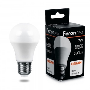 Светодиодная лампа Feron PRO LB-1007 Шар E27 7W 6400K 38025