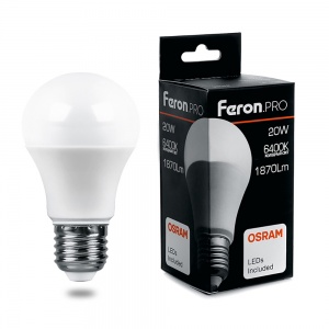 Светодиодная лампа Feron PRO LB-1020 Шар E27 20W 6400K 38043