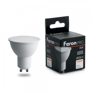 Светодиодная лампа Feron PRO LB-1606 MR16 GU10 6W 4000K 38087