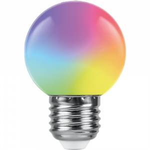 Светодиодная лампа Feron LB-37 Шарик матовый E27 1W RGB плавная смена цвета 38116