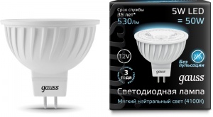  Светодиодная лампа GU5.3 5W AC12V 4100K MR16 201505205 Gauss