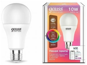 Светодиодная филаментная лампа Gauss Smart Home A60 8.5W 806lm 2700-6500К E27 RGBW 1170112