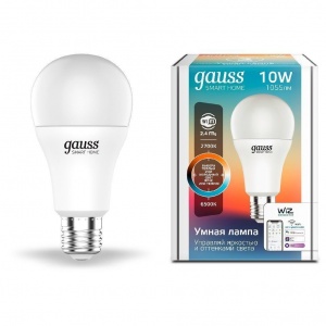 Светодиодная филаментная лампа Gauss Smart Home A60 10W 1055lm 2700-6500К E27 изм.цвет.темп.+диммирование LED 1080112