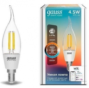 Светодиодная филаментная лампа Gauss Smart Home Filament СF35 4,5W 495lm 2000-6500К E14 изм.цвет.темп.+дим. LED 1280112