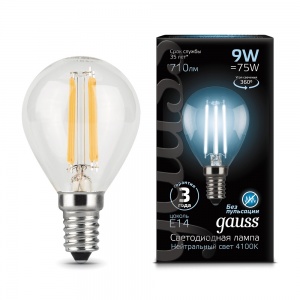 Светодиодная лампа Gauss LED Filament Globe E14 9W 4100K 105801209