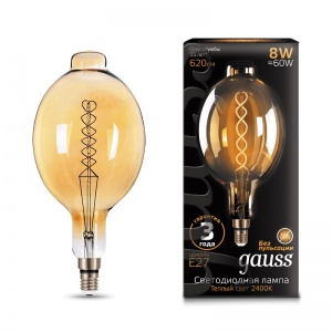 Светодиодная лампа Gauss LED Vintage Filament Flexible BT180 8W E27 180*360mm Golden 2400K 152802008