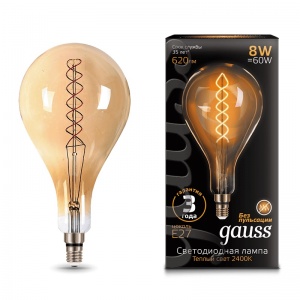 Светодиодная лампа Gauss LED Vintage Filament Flexible A160 8W E27 160*300mm Golden 2400K 150802008