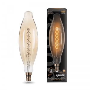 Светодиодная лампа Gauss LED Vintage Filament Flexible BT120 8W E27 120*420mm Golden 2400K 156802008