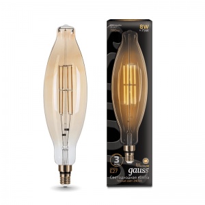 Светодиодная лампа Gauss LED Vintage Filament BT120 8W E27 120*420mm Golden 2400K 155802008