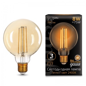 Светодиодная лампа Gauss LED Filament G95 E27 8W Golden 2400К 105802008