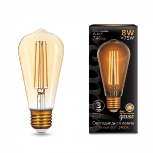 Светодиодная лампа Gauss LED Filament ST64 E27 8W Golden 2400К 157802008