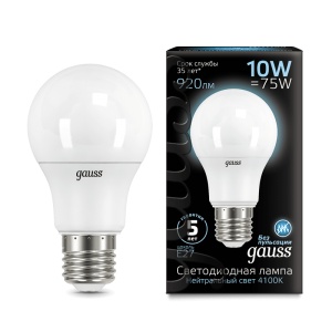 Светодиодная лампа Gauss LED A60 10W E27 4100K 102502210