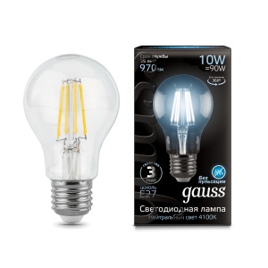 Светодиодная лампа Gauss LED Filament A60 E27 10W 4100К 102802210