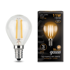 Светодиодная лампа Gauss LED Filament Шар E14 11W 720lm 2700K 105801111