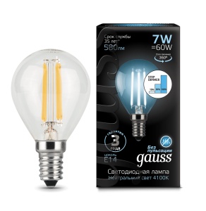 Светодиодная лампа Gauss LED Filament Globe E14 7W 4100K step dimmable 105801207-S