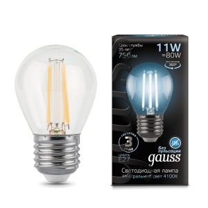 Светодиодная лампа Gauss LED Filament Шар E27 11W 750lm 4100K 105802211