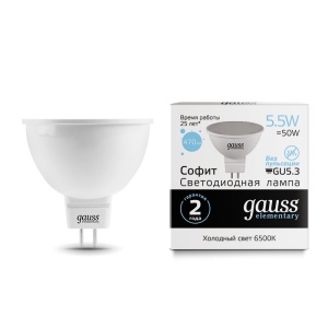 Светодиодная лампа Gauss LED Elementary MR16 GU5.3 5.5W 6500К 13536