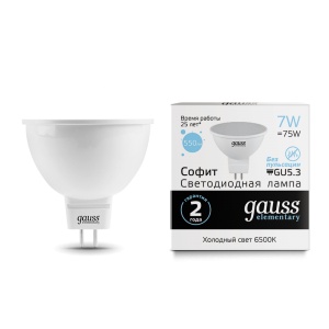 Светодиодная лампа Gauss LED Elementary MR16 GU5.3 7W 6500K 13537