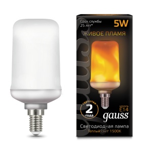 Светодиодная лампа Gauss LED T65 Corn Flame 5W E14 1500K 157401105