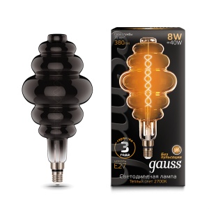 Светодиодная лампа Gauss LED Vintage Filament Flexible BD200 8W E27 Gray 2700K 159802008
