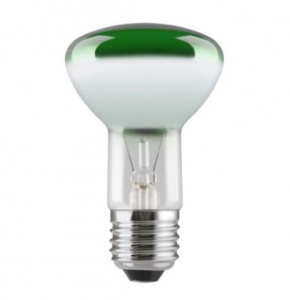 Лампа накаливания General Electric 40R63/G/E27 230V (зеркальная D63mm зелёная прозрачная) 91533
