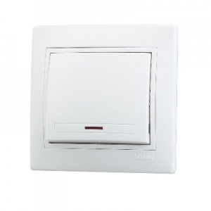  Выключатель с подсветкой Lezard, серия МИРА, цвет белый с белой вставкой, 701-0202-111
