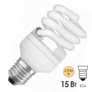 Энергосберегающая лампа Osram DST MINI TWIST 15W/827 220-240V 900lm E14 спираль 8000h d41x100 4052899916180