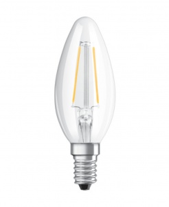 Светодиодная филаментная лампа Osram FIL  PCL  B25   2,5W/827 230V CL  E14   250lm свеча прозрачная 4058075287648