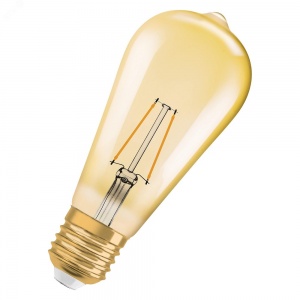 Светодиодная филаментная лампа Osram Vintage 1906 LED CL Edison  DIM  FIL GOLD 55  7,5W/825 E27 140x64мм капля 4052899972360